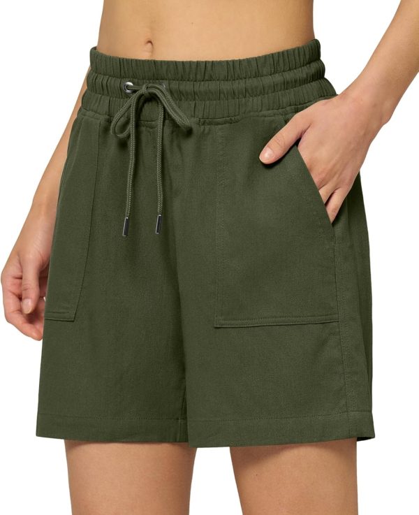 Willit Women's Linen Shorts Casual Bermuda Long Linen Shorts High Waisted Comfy Summer with Pockets 5" 10" - Image 44