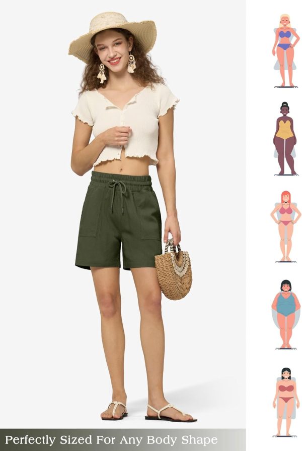 Willit Women's Linen Shorts Casual Bermuda Long Linen Shorts High Waisted Comfy Summer with Pockets 5" 10" - Image 48