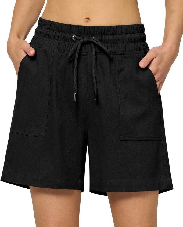 Willit Women's Linen Shorts Casual Bermuda Long Linen Shorts High Waisted Comfy Summer with Pockets 5" 10" - Image 49