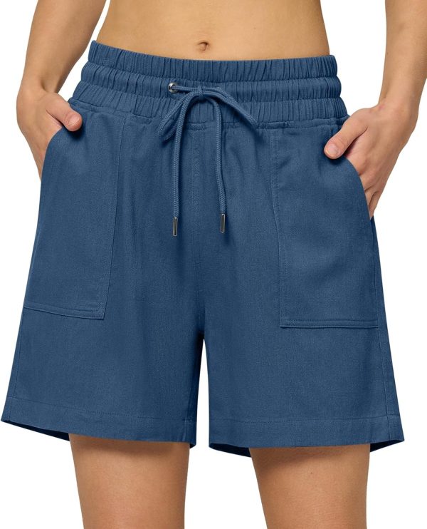 Willit Women's Linen Shorts Casual Bermuda Long Linen Shorts High Waisted Comfy Summer with Pockets 5" 10" - Image 55