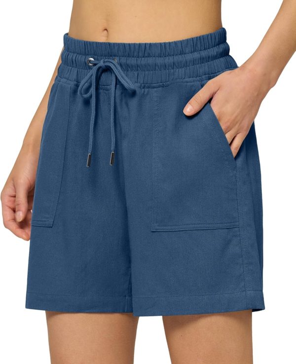 Willit Women's Linen Shorts Casual Bermuda Long Linen Shorts High Waisted Comfy Summer with Pockets 5" 10" - Image 56