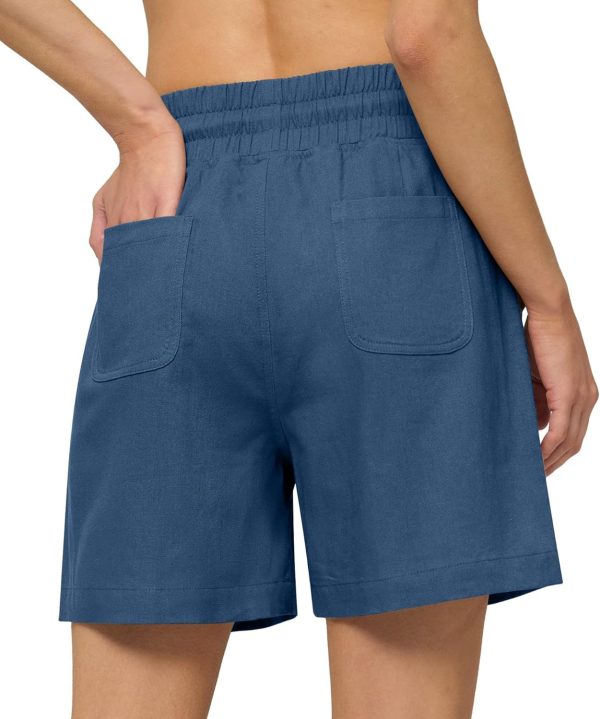Willit Women's Linen Shorts Casual Bermuda Long Linen Shorts High Waisted Comfy Summer with Pockets 5" 10" - Image 57