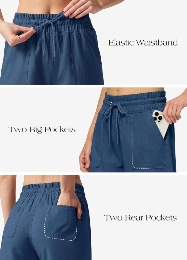Willit Women's Linen Shorts Casual Bermuda Long Linen Shorts High Waisted Comfy Summer with Pockets 5" 10" - Image 58