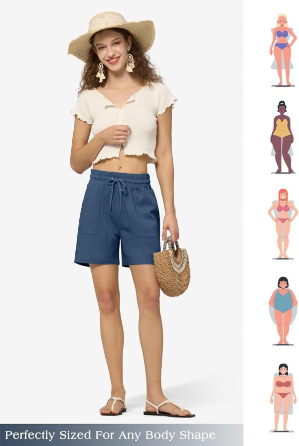 Willit Women's Linen Shorts Casual Bermuda Long Linen Shorts High Waisted Comfy Summer with Pockets 5" 10" - Image 59