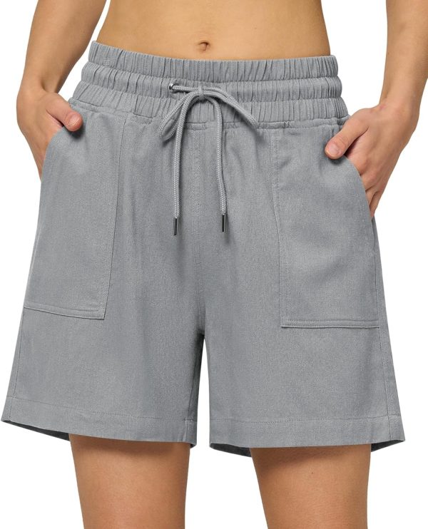 Willit Women's Linen Shorts Casual Bermuda Long Linen Shorts High Waisted Comfy Summer with Pockets 5" 10" - Image 60