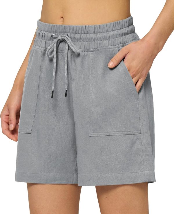 Willit Women's Linen Shorts Casual Bermuda Long Linen Shorts High Waisted Comfy Summer with Pockets 5" 10" - Image 61