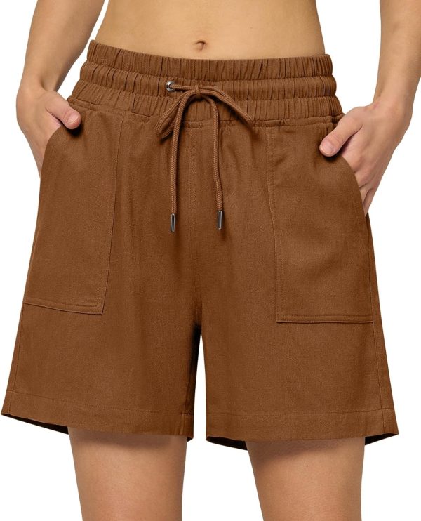 Willit Women's Linen Shorts Casual Bermuda Long Linen Shorts High Waisted Comfy Summer with Pockets 5" 10" - Image 66
