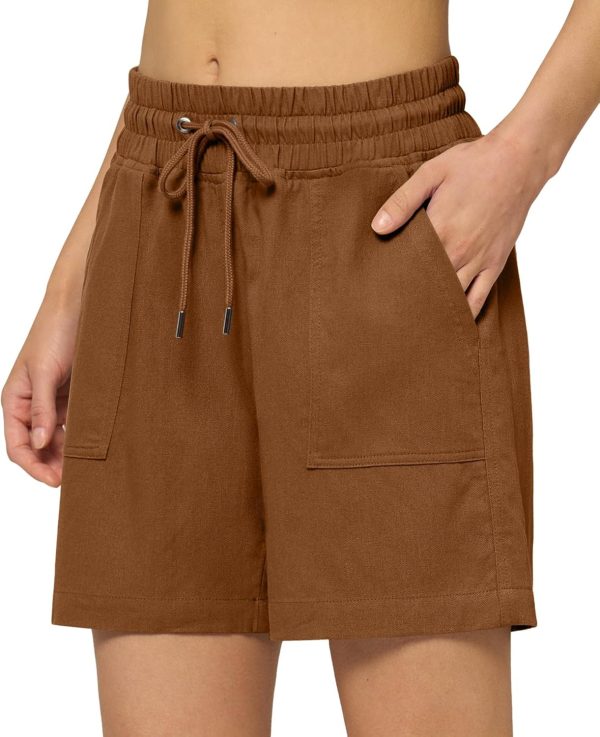 Willit Women's Linen Shorts Casual Bermuda Long Linen Shorts High Waisted Comfy Summer with Pockets 5" 10" - Image 67