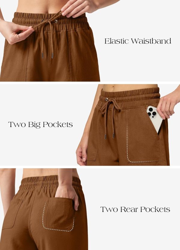 Willit Women's Linen Shorts Casual Bermuda Long Linen Shorts High Waisted Comfy Summer with Pockets 5" 10" - Image 70