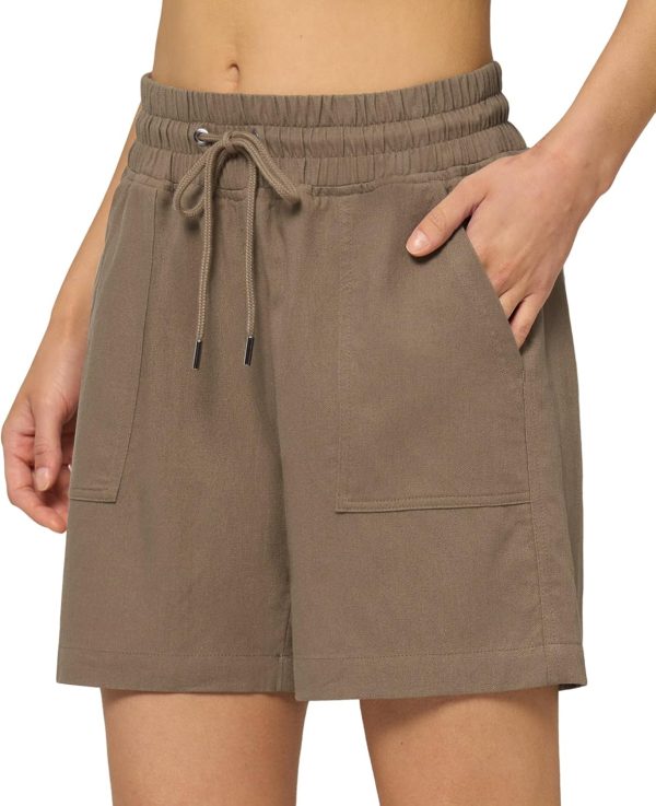 Willit Women's Linen Shorts Casual Bermuda Long Linen Shorts High Waisted Comfy Summer with Pockets 5" 10" - Image 73