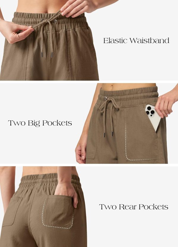 Willit Women's Linen Shorts Casual Bermuda Long Linen Shorts High Waisted Comfy Summer with Pockets 5" 10" - Image 75