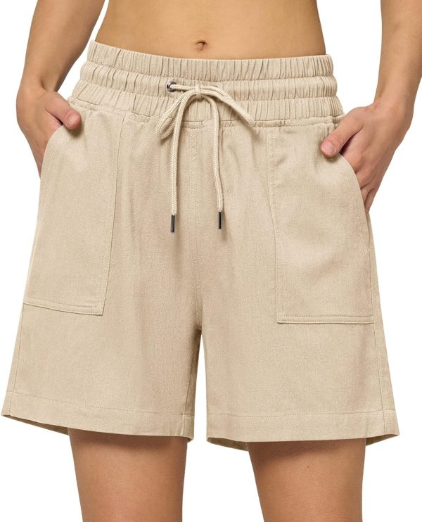 Willit Women's Linen Shorts Casual Bermuda Long Linen Shorts High Waisted Comfy Summer with Pockets 5" 10" - Image 77
