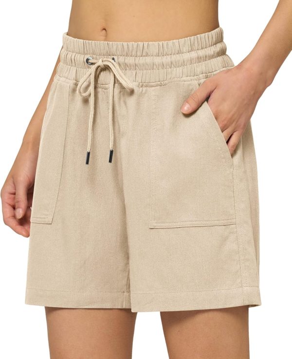 Willit Women's Linen Shorts Casual Bermuda Long Linen Shorts High Waisted Comfy Summer with Pockets 5" 10" - Image 78