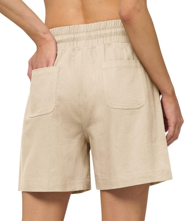 Willit Women's Linen Shorts Casual Bermuda Long Linen Shorts High Waisted Comfy Summer with Pockets 5" 10" - Image 79