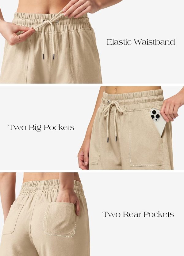 Willit Women's Linen Shorts Casual Bermuda Long Linen Shorts High Waisted Comfy Summer with Pockets 5" 10" - Image 81
