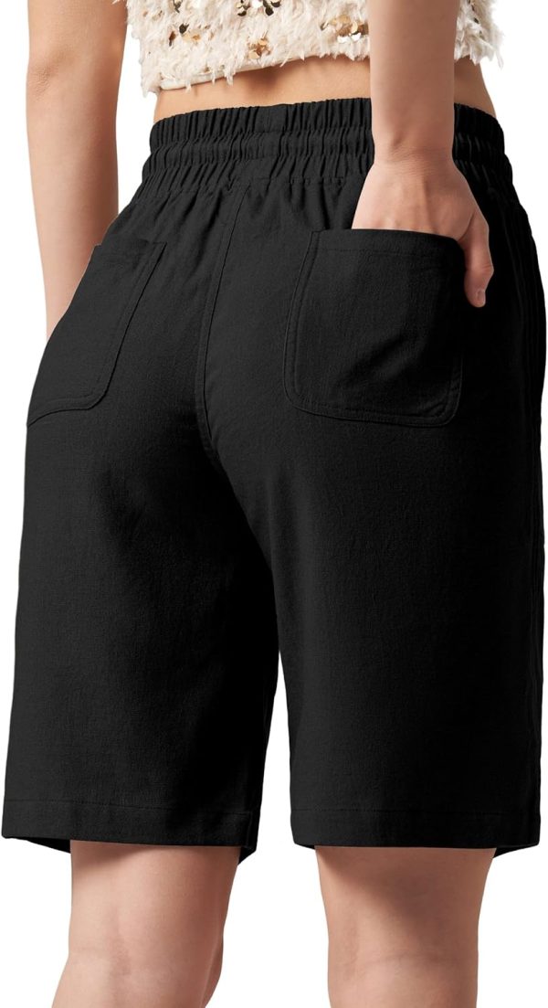 Willit Women's Linen Shorts Casual Bermuda Long Linen Shorts High Waisted Comfy Summer with Pockets 5" 10" - Image 85