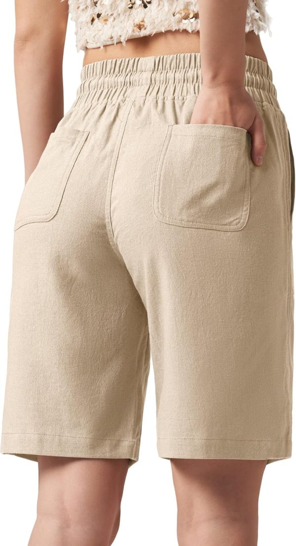 Willit Women's Linen Shorts Casual Bermuda Long Linen Shorts High Waisted Comfy Summer with Pockets 5" 10" - Image 90