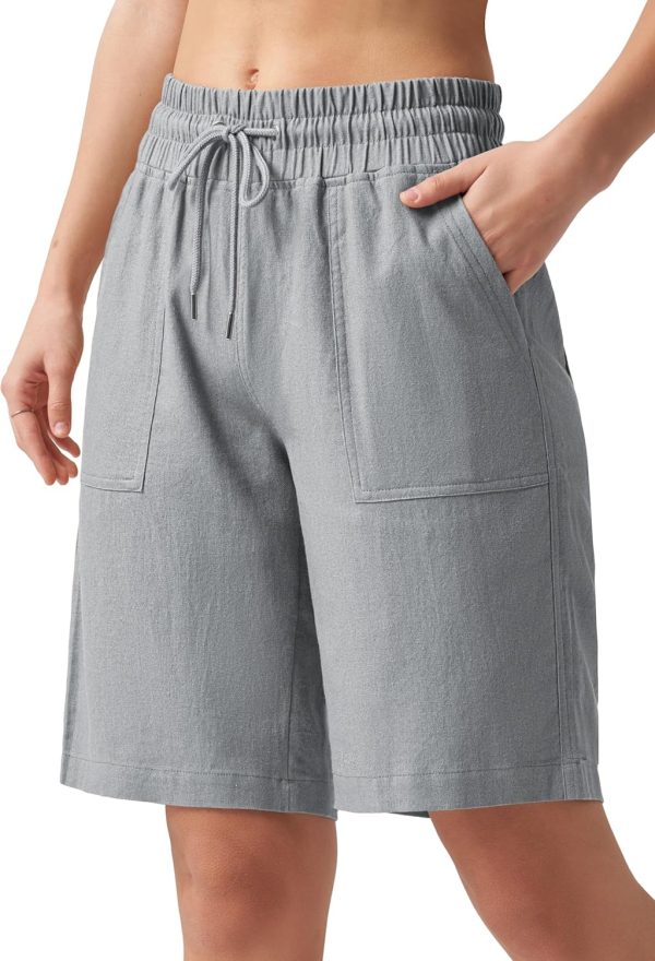 Willit Women's Linen Shorts Casual Bermuda Long Linen Shorts High Waisted Comfy Summer with Pockets 5" 10" - Image 94