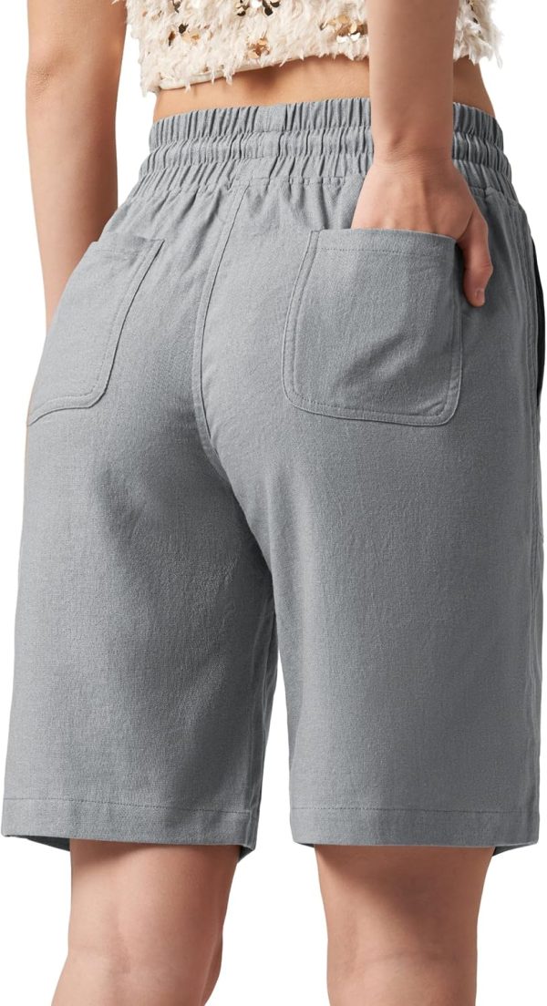 Willit Women's Linen Shorts Casual Bermuda Long Linen Shorts High Waisted Comfy Summer with Pockets 5" 10" - Image 95