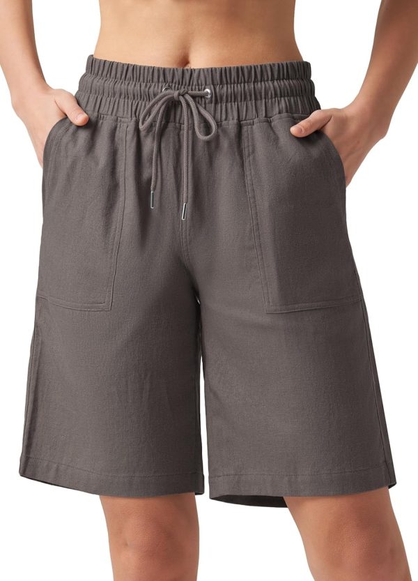 Willit Women's Linen Shorts Casual Bermuda Long Linen Shorts High Waisted Comfy Summer with Pockets 5" 10" - Image 98