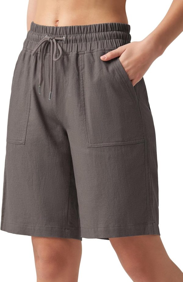 Willit Women's Linen Shorts Casual Bermuda Long Linen Shorts High Waisted Comfy Summer with Pockets 5" 10" - Image 99