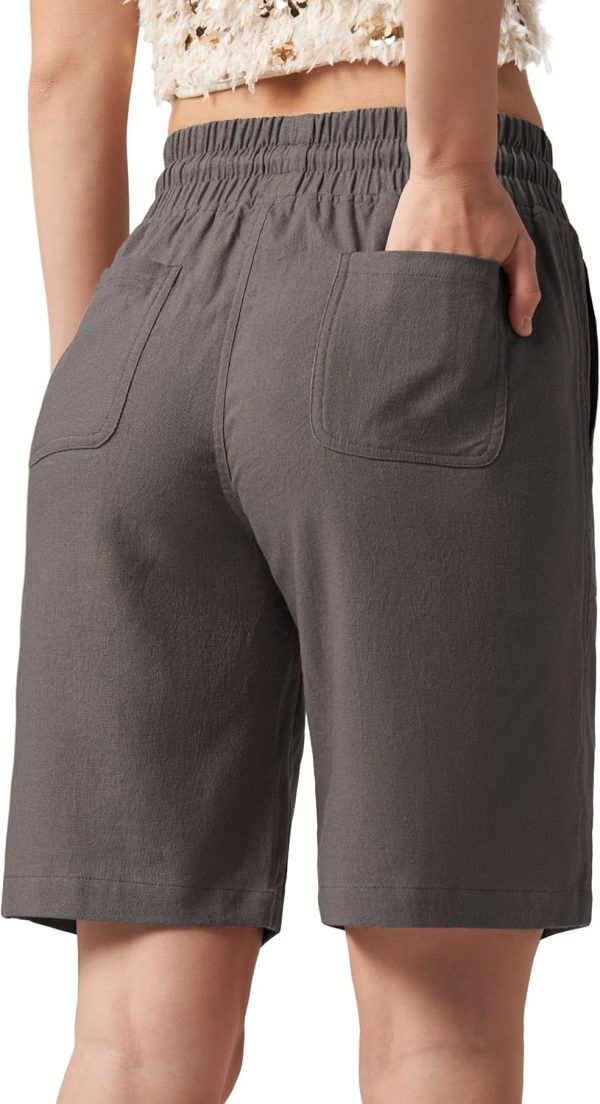 Willit Women's Linen Shorts Casual Bermuda Long Linen Shorts High Waisted Comfy Summer with Pockets 5" 10" - Image 100