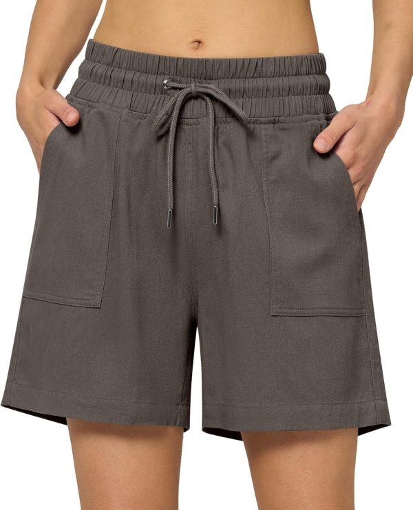 Willit Women's Linen Shorts Casual Bermuda Long Linen Shorts High Waisted Comfy Summer with Pockets 5" 10" - Image 108