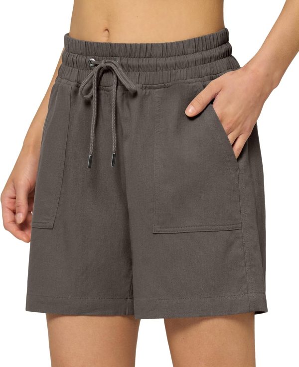 Willit Women's Linen Shorts Casual Bermuda Long Linen Shorts High Waisted Comfy Summer with Pockets 5" 10" - Image 109