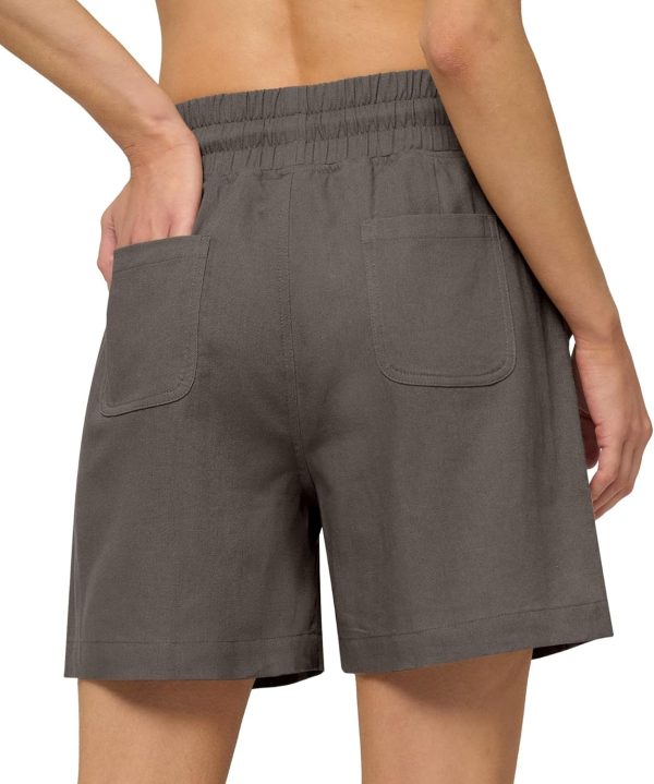 Willit Women's Linen Shorts Casual Bermuda Long Linen Shorts High Waisted Comfy Summer with Pockets 5" 10" - Image 110