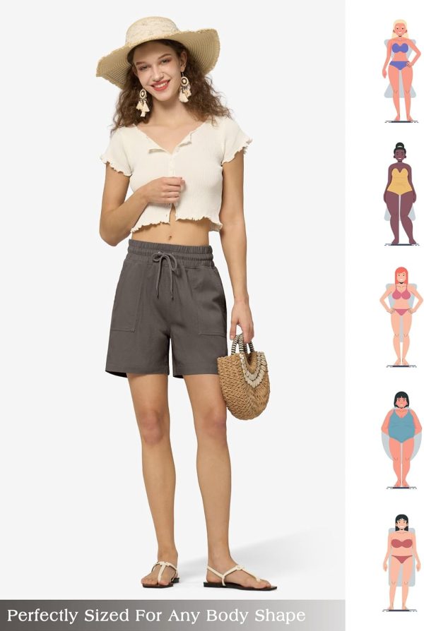 Willit Women's Linen Shorts Casual Bermuda Long Linen Shorts High Waisted Comfy Summer with Pockets 5" 10" - Image 112