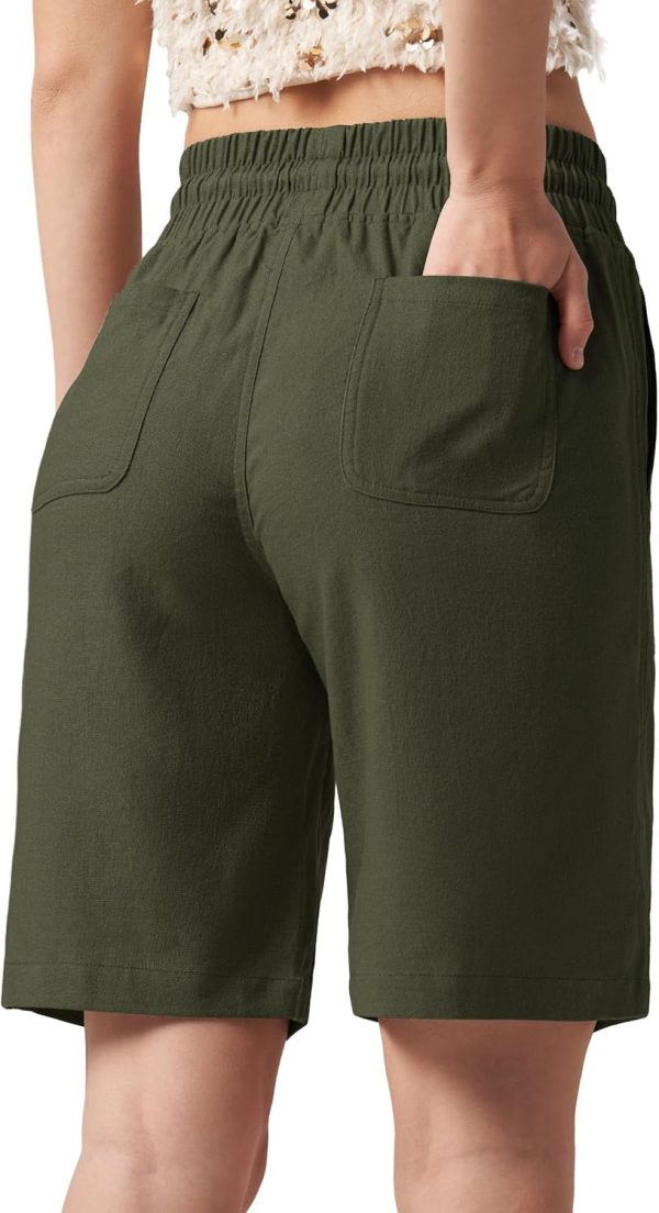 Willit Women's Linen Shorts Casual Bermuda Long Linen Shorts High Waisted Comfy Summer with Pockets 5" 10" - Image 115