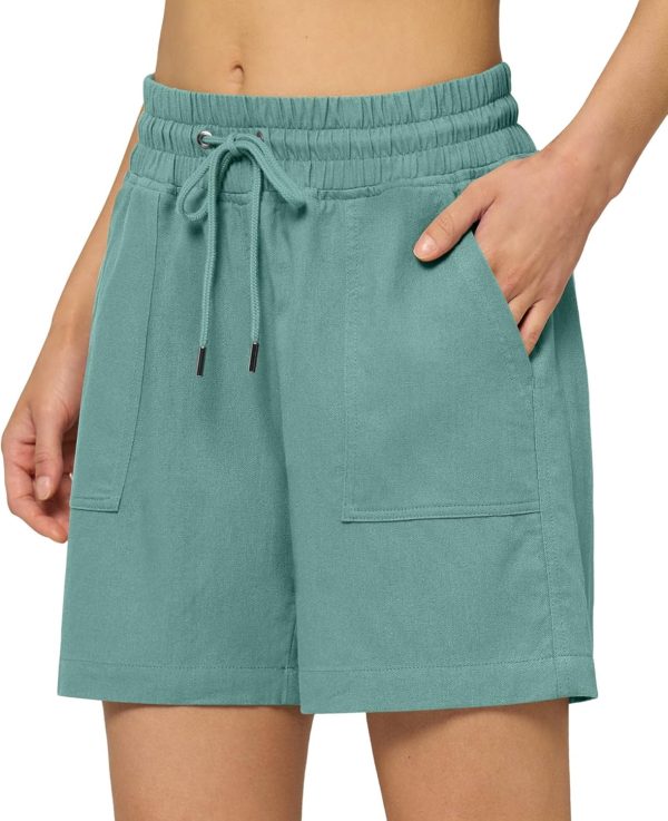 Willit Women's Linen Shorts Casual Bermuda Long Linen Shorts High Waisted Comfy Summer with Pockets 5" 10" - Image 119