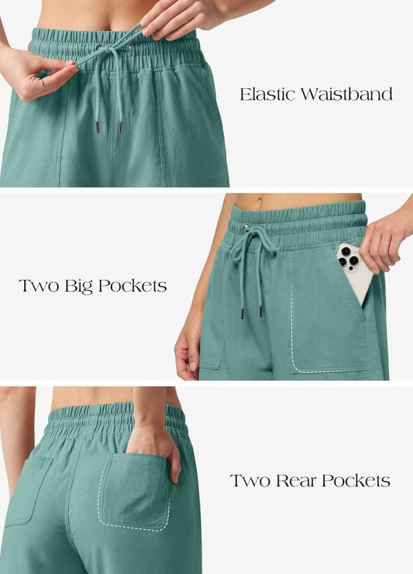 Willit Women's Linen Shorts Casual Bermuda Long Linen Shorts High Waisted Comfy Summer with Pockets 5" 10" - Image 122