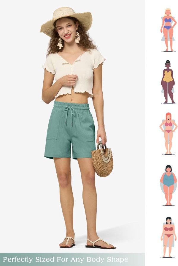 Willit Women's Linen Shorts Casual Bermuda Long Linen Shorts High Waisted Comfy Summer with Pockets 5" 10" - Image 123