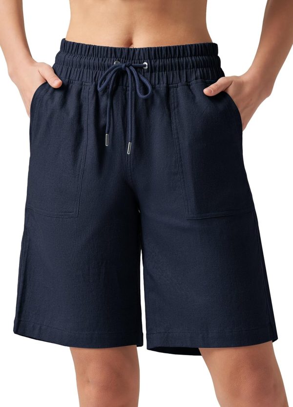 Willit Women's Linen Shorts Casual Bermuda Long Linen Shorts High Waisted Comfy Summer with Pockets 5" 10" - Image 124