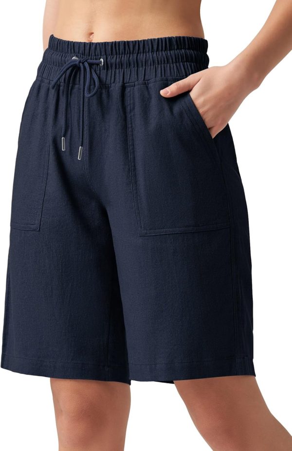 Willit Women's Linen Shorts Casual Bermuda Long Linen Shorts High Waisted Comfy Summer with Pockets 5" 10" - Image 125
