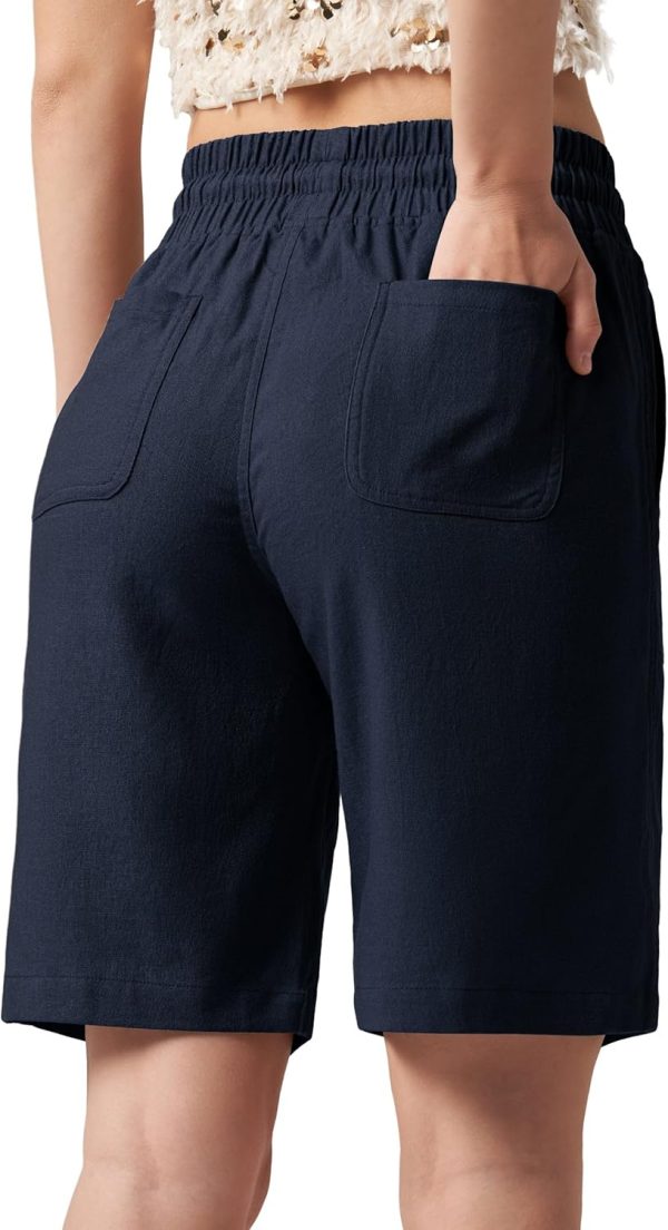 Willit Women's Linen Shorts Casual Bermuda Long Linen Shorts High Waisted Comfy Summer with Pockets 5" 10" - Image 126