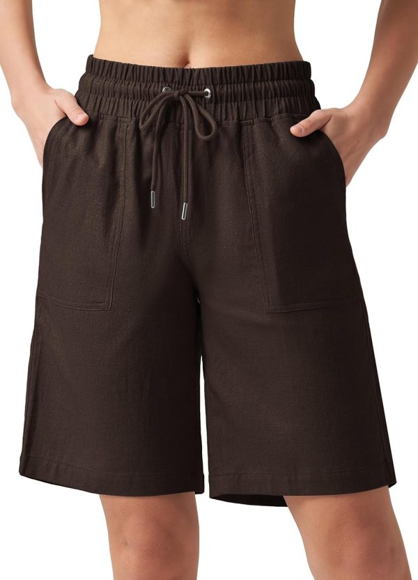 Willit Women's Linen Shorts Casual Bermuda Long Linen Shorts High Waisted Comfy Summer with Pockets 5" 10" - Image 130