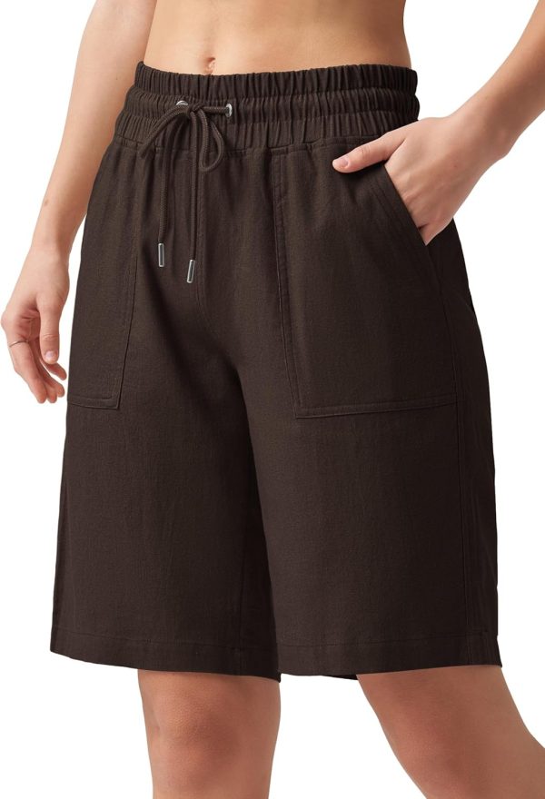 Willit Women's Linen Shorts Casual Bermuda Long Linen Shorts High Waisted Comfy Summer with Pockets 5" 10" - Image 131