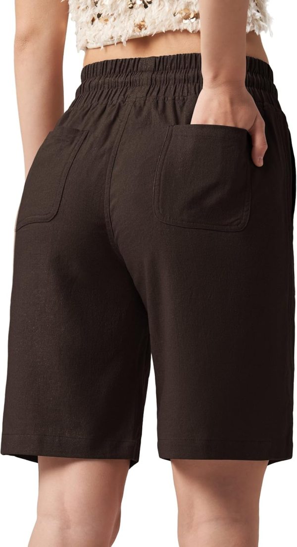 Willit Women's Linen Shorts Casual Bermuda Long Linen Shorts High Waisted Comfy Summer with Pockets 5" 10" - Image 132