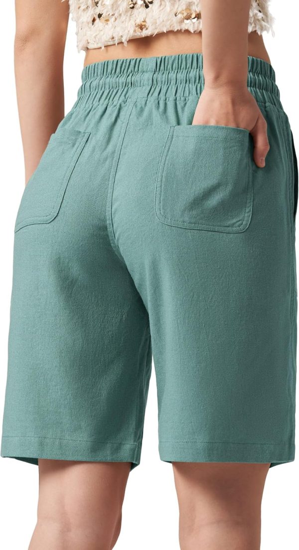 Willit Women's Linen Shorts Casual Bermuda Long Linen Shorts High Waisted Comfy Summer with Pockets 5" 10" - Image 137