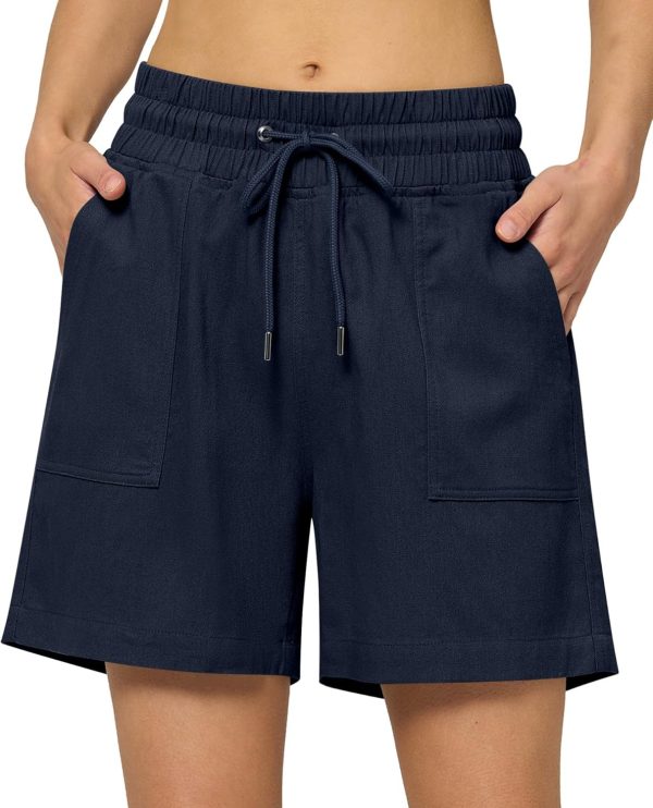Willit Women's Linen Shorts Casual Bermuda Long Linen Shorts High Waisted Comfy Summer with Pockets 5" 10" - Image 140