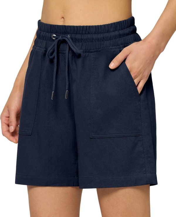 Willit Women's Linen Shorts Casual Bermuda Long Linen Shorts High Waisted Comfy Summer with Pockets 5" 10" - Image 141