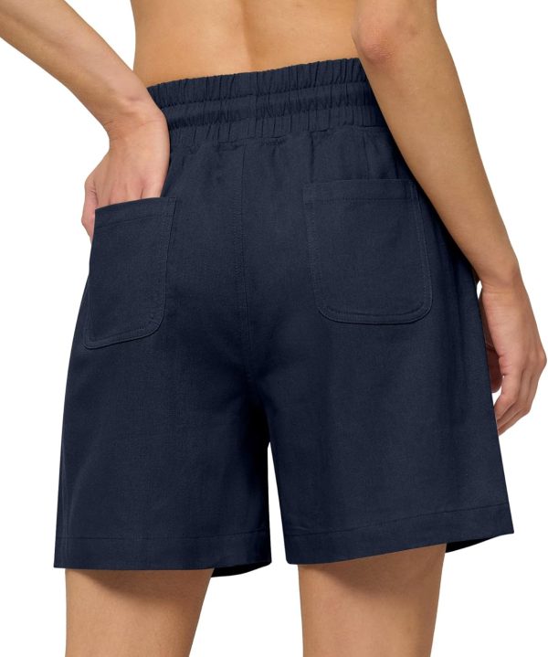 Willit Women's Linen Shorts Casual Bermuda Long Linen Shorts High Waisted Comfy Summer with Pockets 5" 10" - Image 142