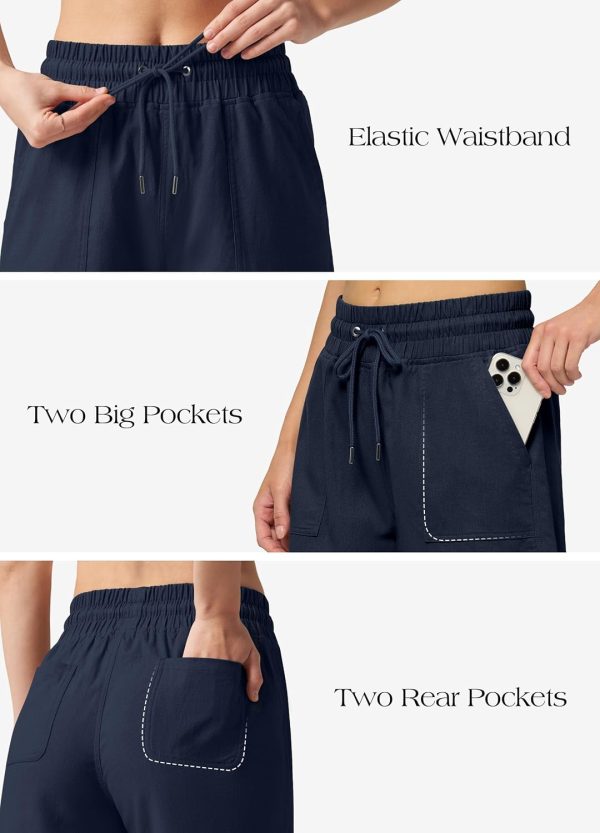 Willit Women's Linen Shorts Casual Bermuda Long Linen Shorts High Waisted Comfy Summer with Pockets 5" 10" - Image 143