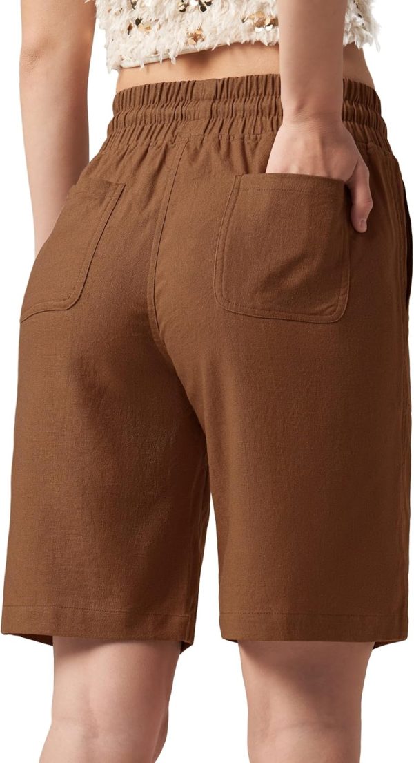 Willit Women's Linen Shorts Casual Bermuda Long Linen Shorts High Waisted Comfy Summer with Pockets 5" 10" - Image 147