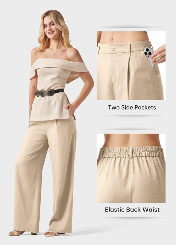 Willit Women's Linen Pants Wide Leg Work Dress Pants Casual Slacks Business Pants with Pockets 29" 31" - Image 48
