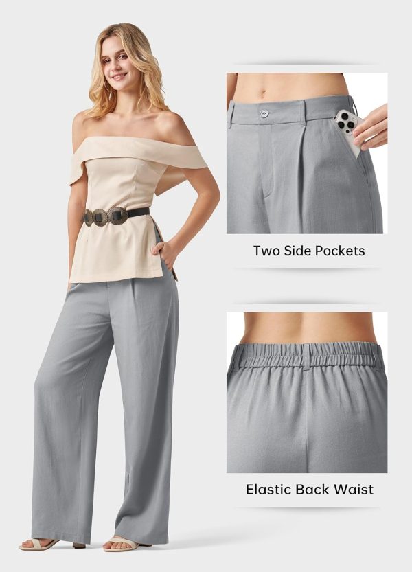 Willit Women's Linen Pants Wide Leg Work Dress Pants Casual Slacks Business Pants with Pockets 29" 31" - Image 94